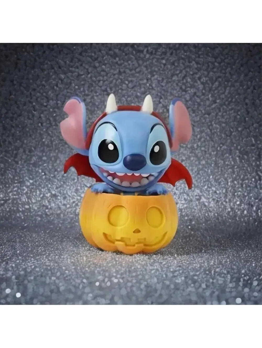 Stitch & Angel Figurine - Pink Halloween Devil In Pumpkin, Kawaii Spooky SET